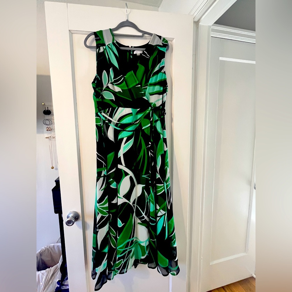 Calvin Klein Green and Black Sleeveless Dress